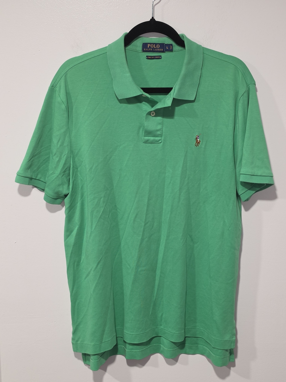 Polo Ralph Lauren Pima Soft Touch Green Classic Pique Cotton Polo Shirt Size L